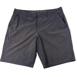 Hang Ten Shorts Mens 38 Gray Check Stretch Microfiber Flat Front Casual Summer‎